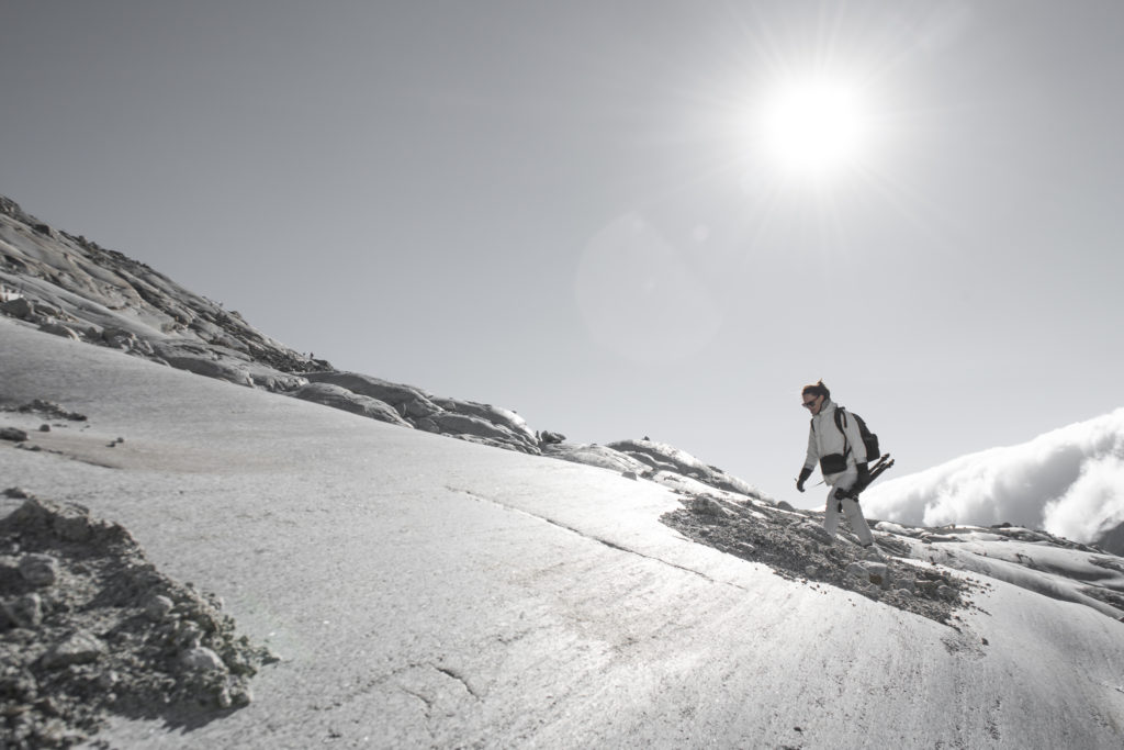 Noemie on location near Glacier du Rhône. Photo by Vincent Levrat (ECAL)